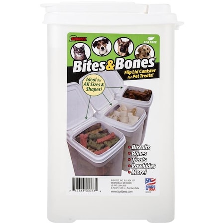 Buddeez B00073 3.5 Qt. Bites & Bones Treat Canister